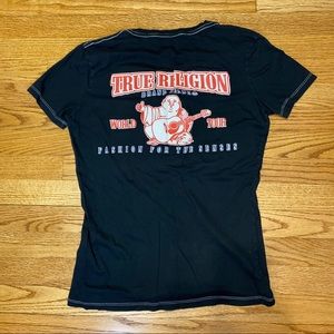 True Religion Puff Logo V Neck